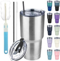 30 oz Tumbler with Lids and Straws, Stainless Steel Insulated Coffee