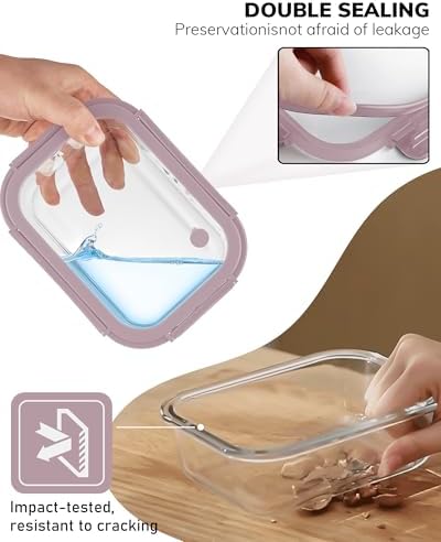 5-Pack 35.2 oz Borosilicate Glass Meal Prep Containers