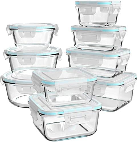 AILTEC 9 Pack Glass Food Storage Containers with Lids