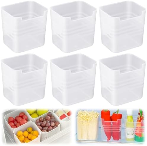 6 PCS Fridge Organizer Bins, Refrigerator Side Door Storage Box
