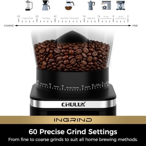 CHULUX Espresso Machine with Conical Burr Grinder, Black