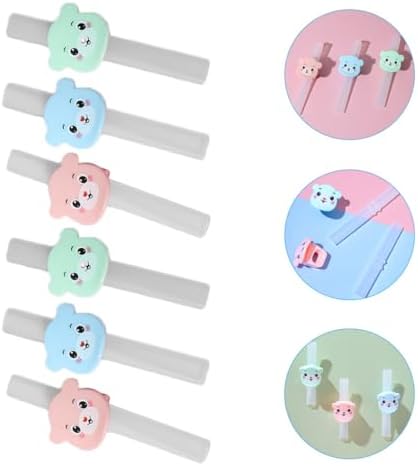 INOOMP 6pcs Elderly Silicone Straws with Clips Set, Reusable Adaptive