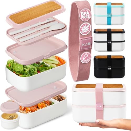 KARRICO Double Bento Box, 67oz, Dusty Pink