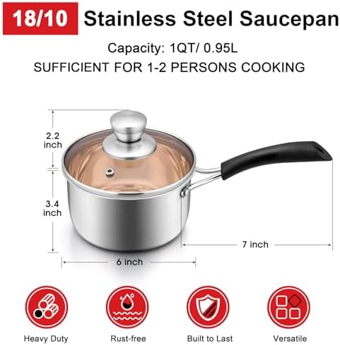 1 QT 18/10 Stainless Steel Saucepan & 16” Baking Sheet Pan with