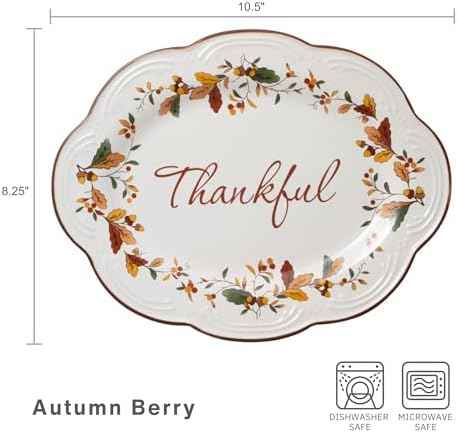 Pfaltzgraff Autumn Berry Small Oval Platter, 10.5 inches, Cream