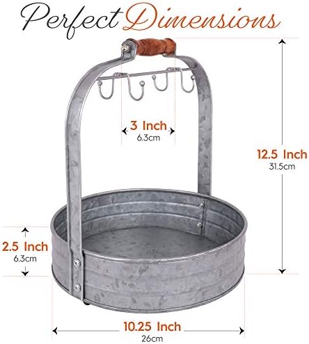 Autumn Alley Rustic Farmhouse Galvanized Coffee Mug Rack Organizer for