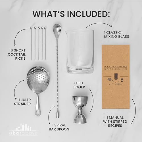 A Bar Above Cocktail Mixing Glass Set, Lead Free Glass, Classic
