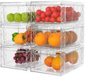 6 Pack Stackable Storage Drawers,Clear Fridge Organizer Rack