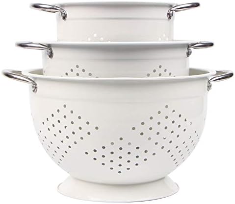 Rorence Stainless Steel Colander Set for Kitchen,1.5,3 & 5 Qt,White