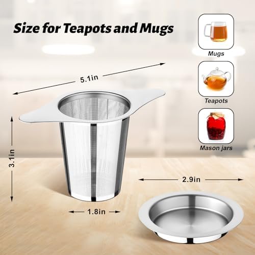 FrutPunch 2 Pack Loose Leaf Tea Infuser with Lid, Ultra-Fine Mesh