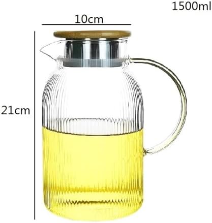Drinking 1500ml Glass Water Pitcher with Handle Lid