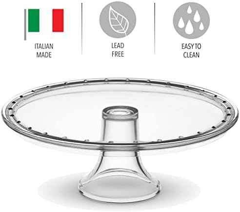 Godinger Crystal Glass Cake Stand, Wedding Cake Plate, Made in Italy