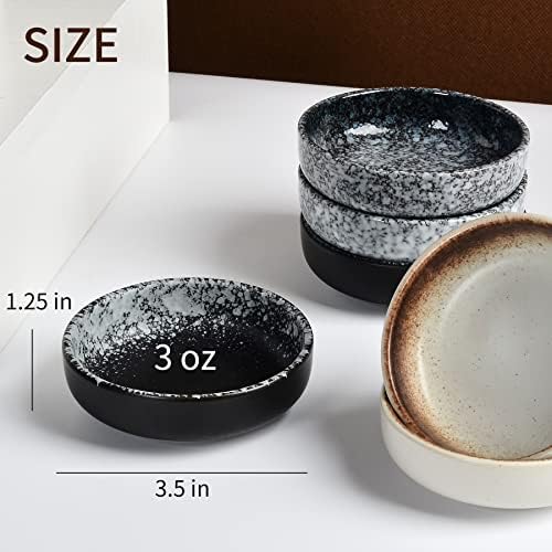 Ceramic Soy Sauce Dish set, Dipping Bowls Set of 6, Chip and Dip
