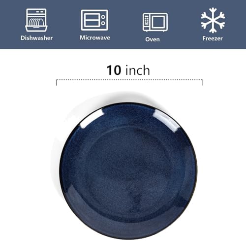 vicrays Ceramic Round Plates Set of 6 - Porcelain 10 inch Dinner
