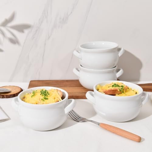 Vumdua Soup Bowls with Handles, 16 Oz Ceramic French Onion Soup Bowls