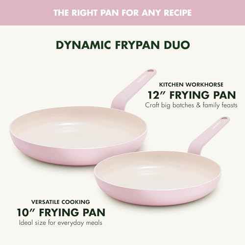 GreenPan Rio Advanced 10" and 12" Frying Pan Skillet Set, Ceramic Nonstick PFAS-Free Pans, Induction Ready, Dishwasher and Oven Safe, Pink