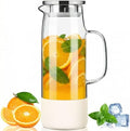 Baalaka Glass Pitcher with Lid and Handle, 50 fl oz Glass Carafe