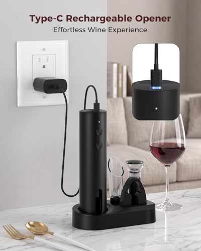Rechargeable 5-in-1 Electric Wine Opener Set, Cordless Automatic Wine