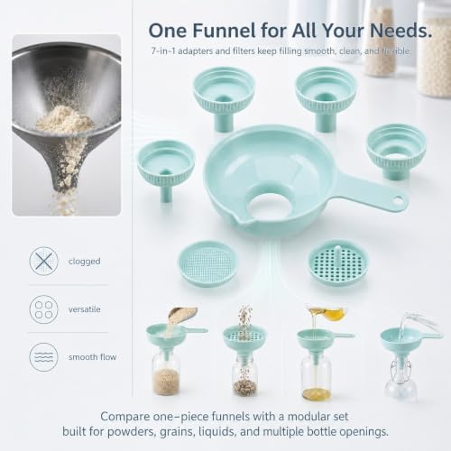 RUIGENG7-in-1 Wide Mouth Versatile Kitchen Funnel
