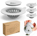 4 Pack Silicone Kitchen Sink Drain Catcher with Lid, 4.4" Top / 3"