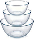 Borosilicate Glass Mixing Bowls Set of 3 (2.8/2.2/1.1QT) for Baking