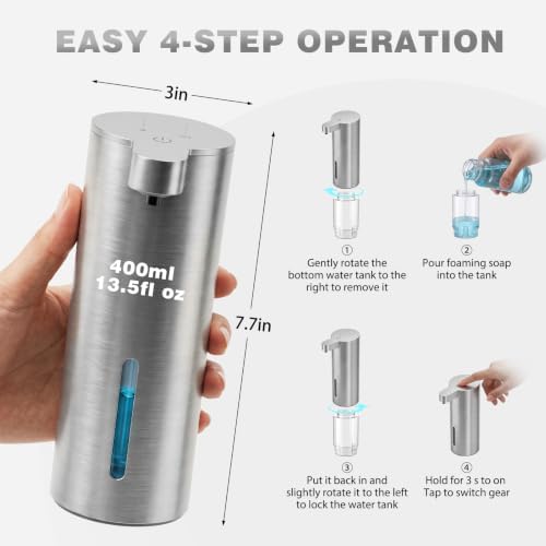 Automatic Foaming Soap Dispenser, Stainless Touchless Liquid Soap