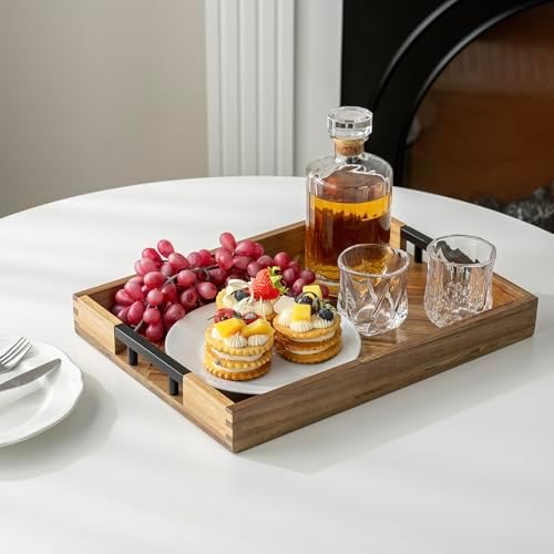 MyGift 15.6 Inch Chevron Design Premium Solid Acacia Wood Decorative