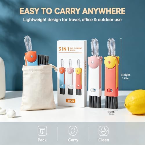 3 in 1 Cup Lid Cleaning Brush - Upgraded Cup Lid Brush Cleaning Set