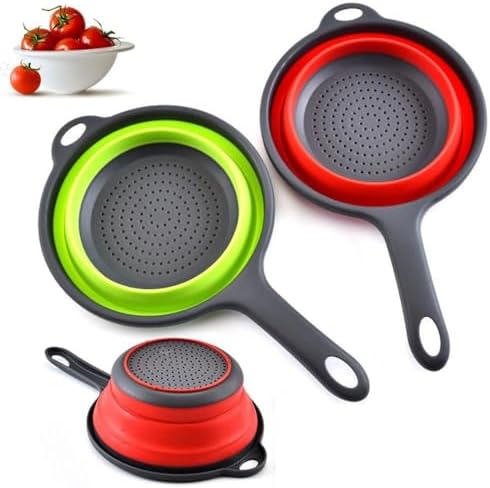Collapsible Colander and Strainer, Plastic Sturdy Base, Space-Save