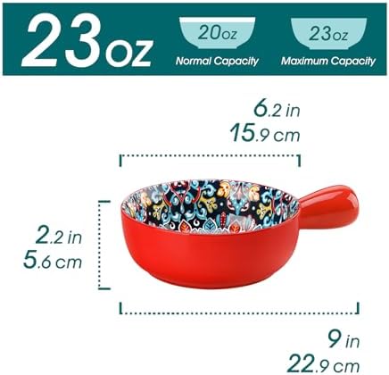 vancasso Boho 23 Oz French Onion Soup Bowls with Handles, Ceramic, Set