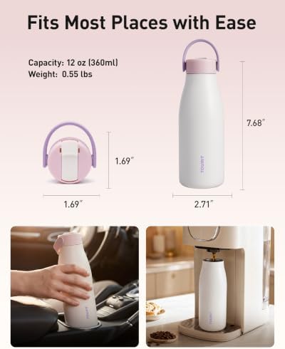 TOURIT 12oz Small Insulated Water Bottle Travel Flask Mug, Saxony Blue