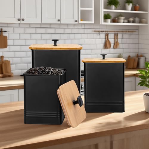 Set of 3 Metal Kitchen Canisters