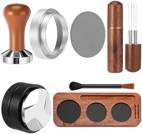 7 Pcs 51 mm Espresso Tamper Set, Barista Accessories Kit WDT