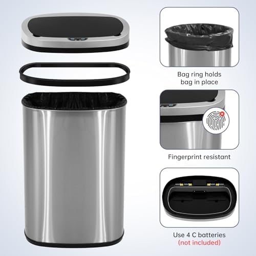 13 Gallon Motion Sensor Stainless Steel Kitchen Trash Can