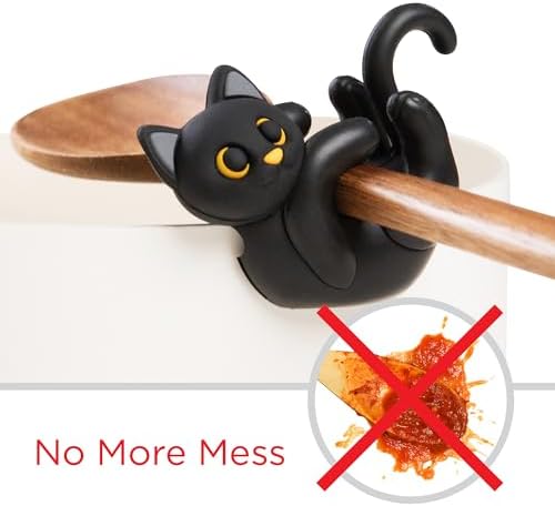 Itera Black Silicone Cat Spoon Rest Kitchen Gadget Utensil Holder