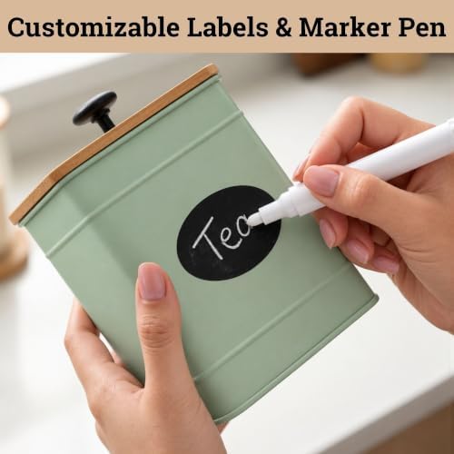 Kitchen Canisters for Countertop Set of 4 w/ Chalkboard Labels &