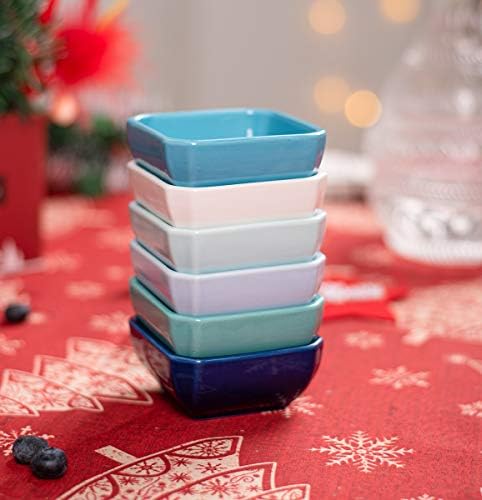 DELLING 3 Oz Ceramic Dip Bowls Set of 6 Colorful, Porcelain Dipping