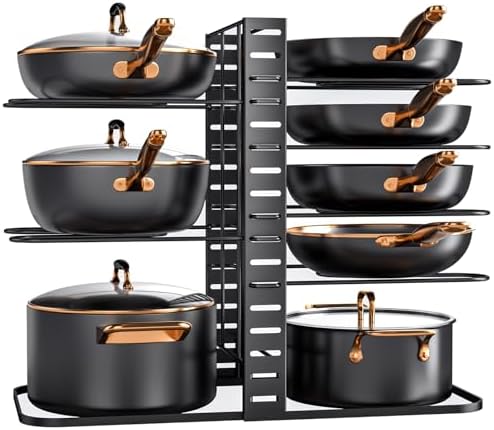 MUDEELA 8-Tier Lightweight Pots and Pans Organizer under Cabinet
