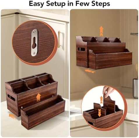 Kitchen Utensil Holder for Countertop, Large Wooden Utensil Organizer