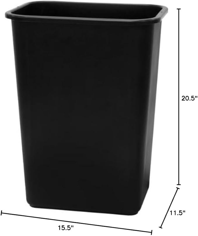 United Solutions WB0060 Black Plastic 41 Quart Office Wastebastket-10.25 Gallon - Image 3