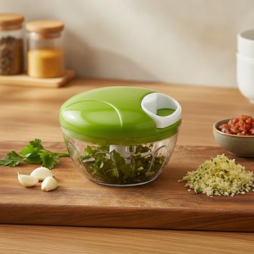 Manual Food Chopper, Pull-String Vegetable Mincer with 500ml PC