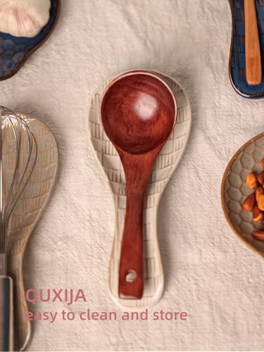 Ceramic Spoon Rest, 8.5-Inch Spoon Holder (Vintage White)