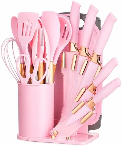 19-Piece Pink Kitchen Utensils Set