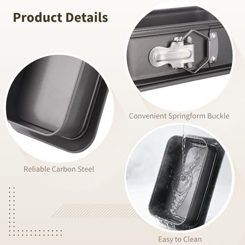Rectangular Springform Cake Pan, Carbon Steel Non Stick Baking Pan