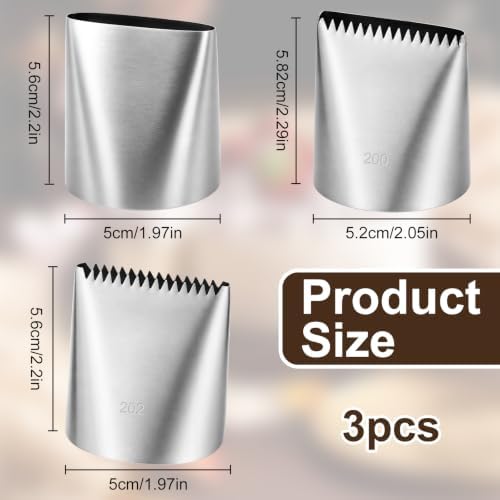3 Pcs Large Frosting Piping Tips Set for Cake Decorating, Stainless