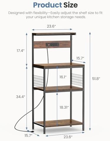 DUMOS 23.6" Microwave Stand with Power Outlet