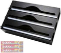 Wrap Dispenser Compatible with Saran, 3 in 1 Cutter Organizer, Black