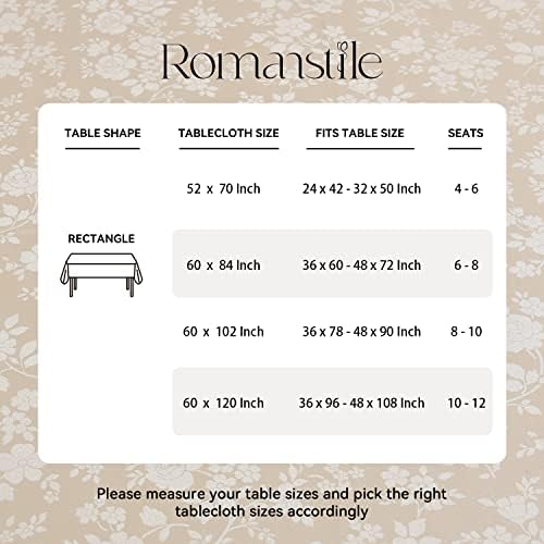 Romanstile Waterproof Vinyl Tablecloth Rectangle, 60 x 84 Inch, Rose