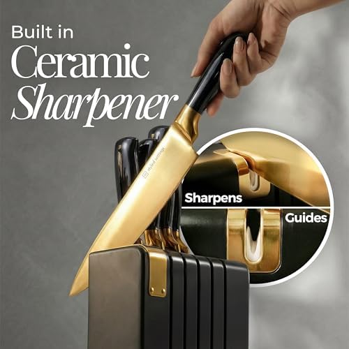 Styled Settings 12-Piece Black and Gold Knife Set
