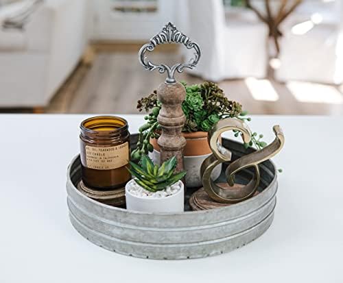 Galvanized Metal and Wooden Single Serving Tray by Felt Creative Home
